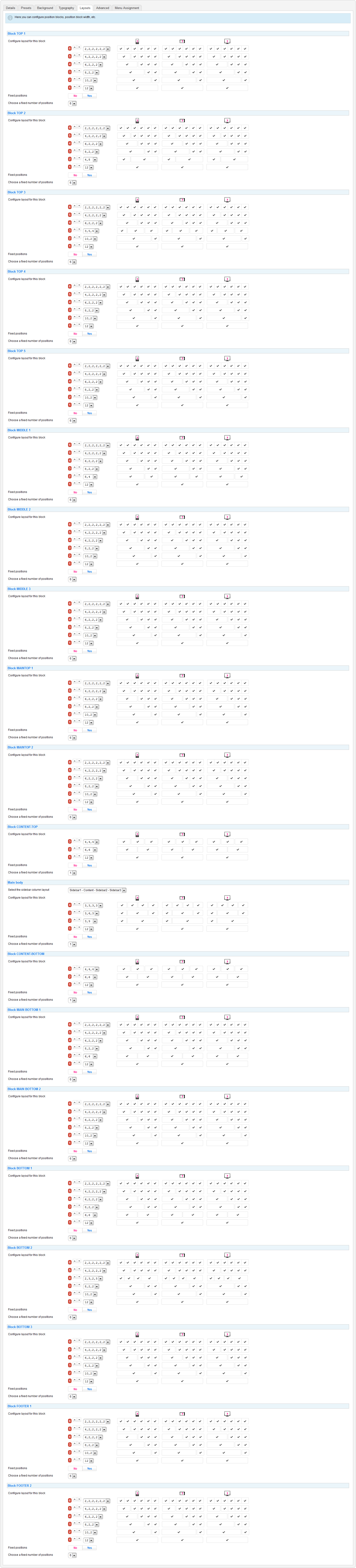 template configurations